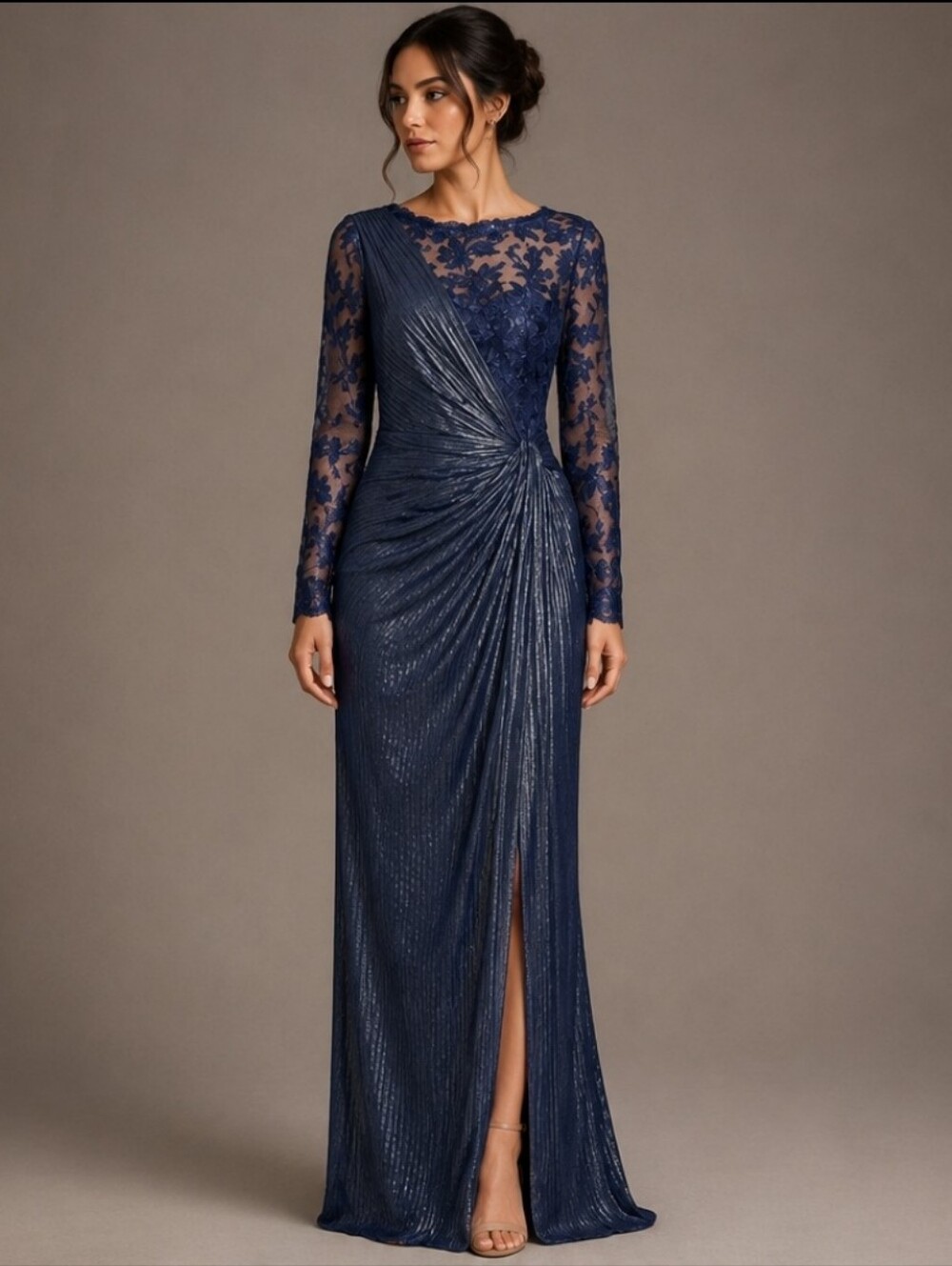 Tadashi Shoji Formal Gown Midnight Blue Medium NWT - Picture 1 of 7